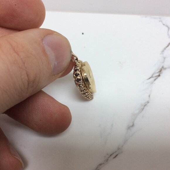 Ladies Vintage 14k Yellow Real Gold Heart Diamond opening Locket Pendant 4.9gr - Picture 7 of 8